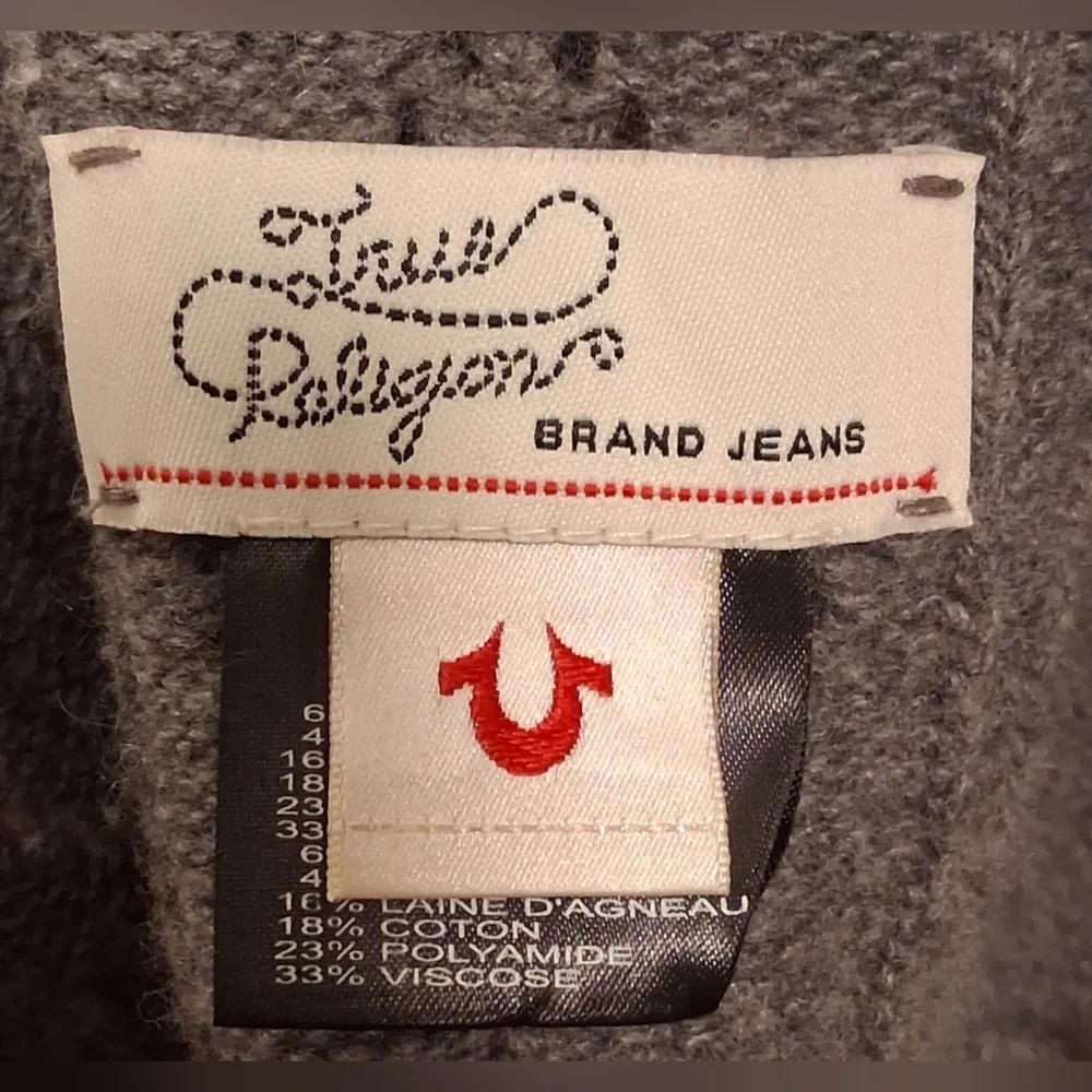 EUC True Religion Grey Cashmere & Wool XL Casual Neutral Everyday Scarf Wrap